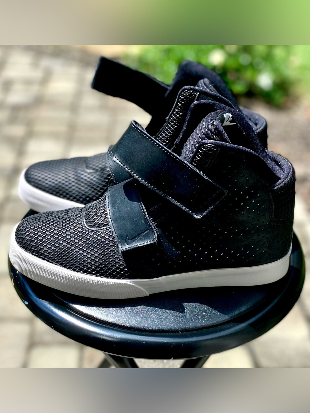 Men's Black Nike Flystepper High-Top Velcro Sneakers